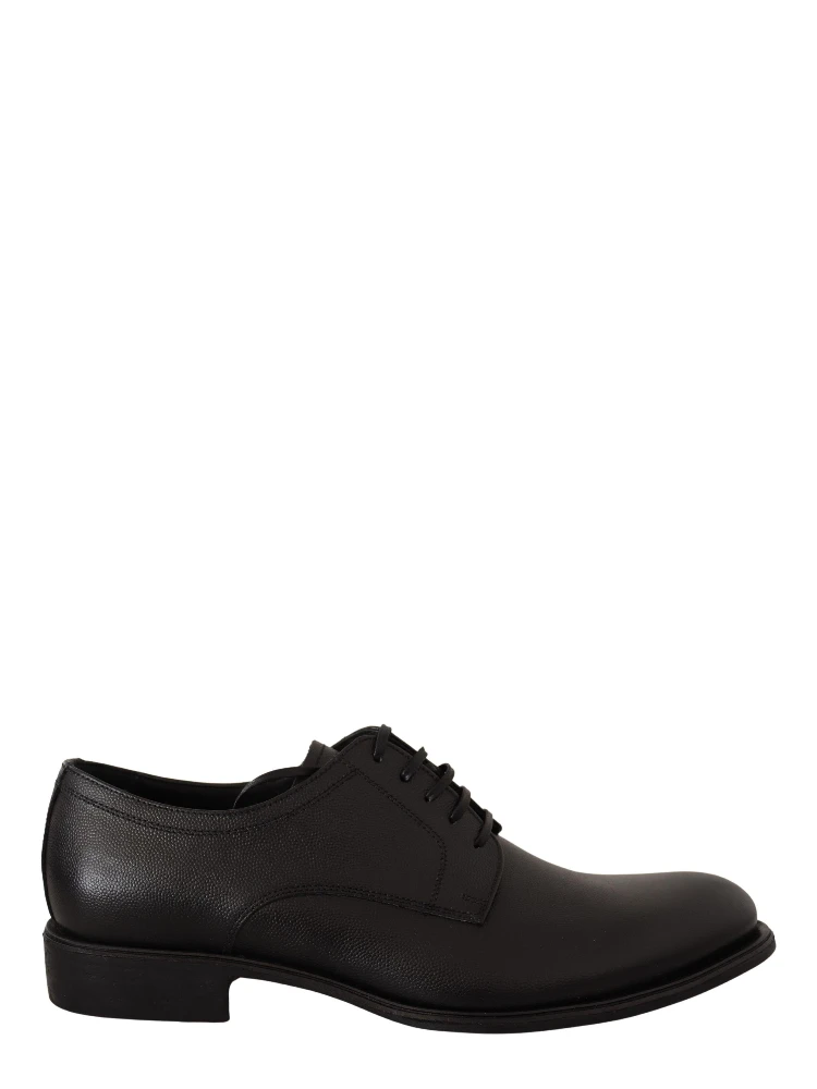 Black Leather Lace Up Mens Formal Derby Shoes