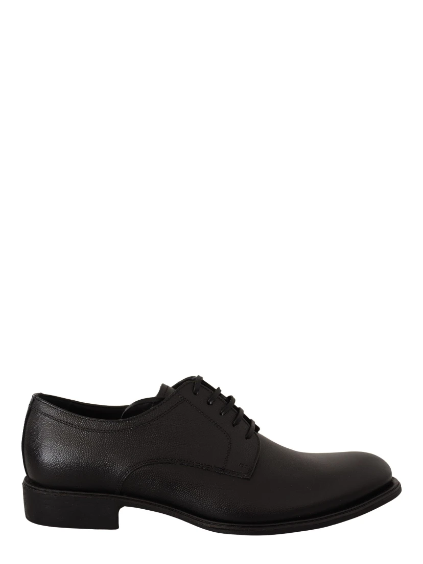 Black Leather Lace Up Mens Formal Derby Shoes