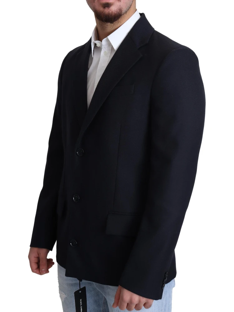 Dark Blue Wool Single Breasted Coat Jacket alternative