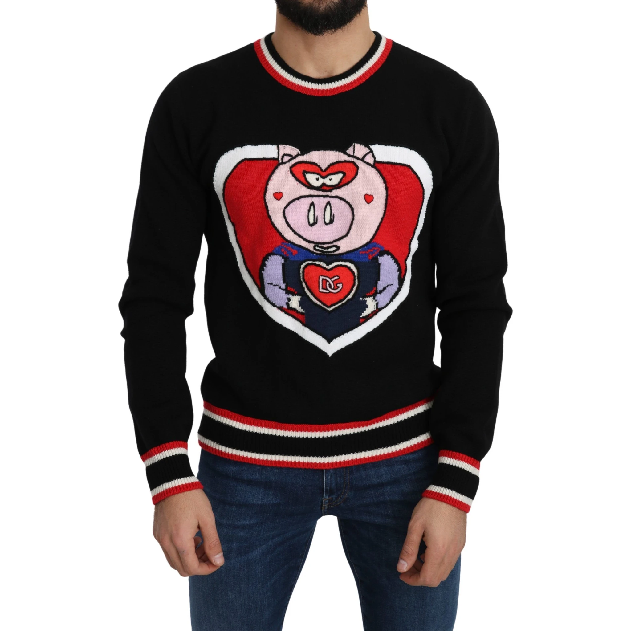 Black Cashmere Pig of the Year Pullover Sweater