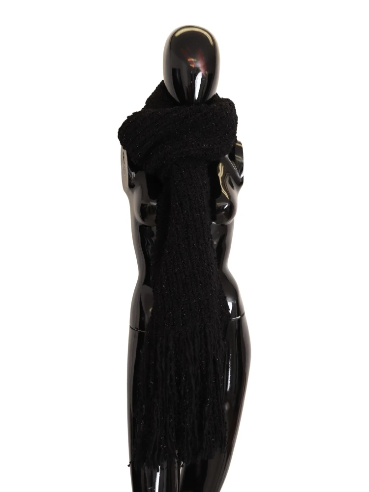 Black Virgin Wool Knitted Wrap Shawl Scarf alternative
