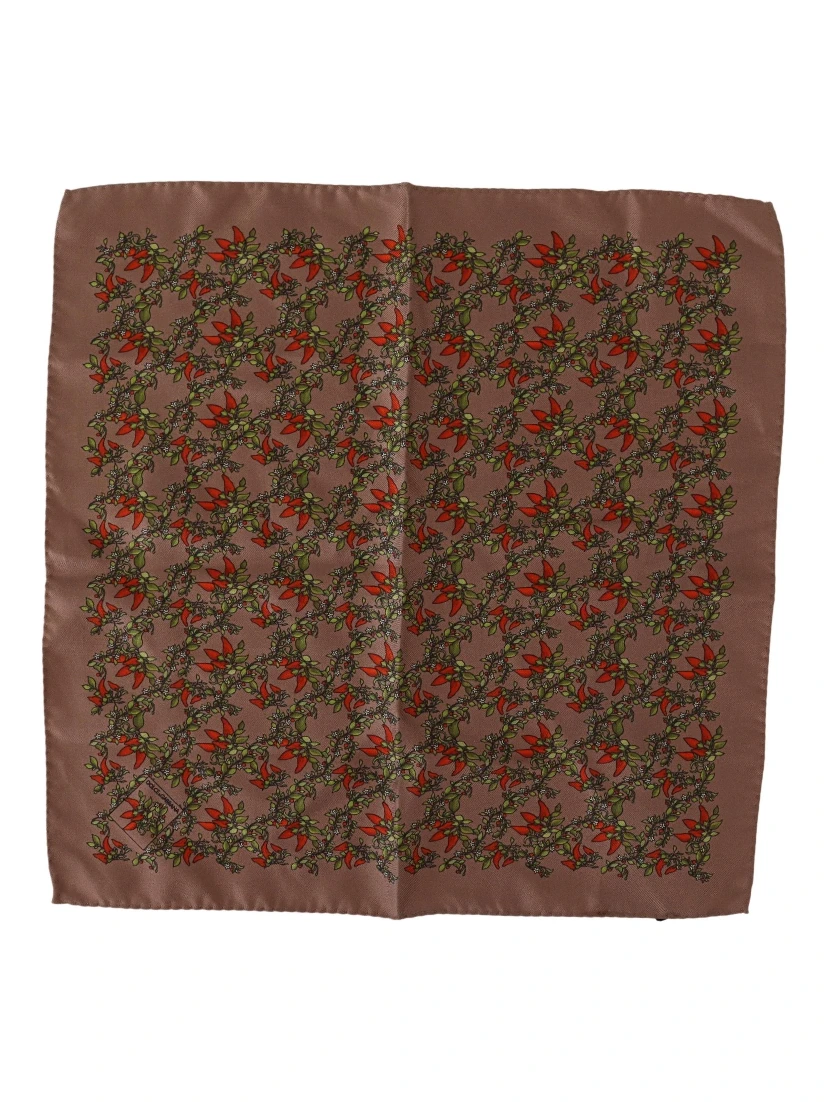 Brown Carrots Print Silk Handkerchief
