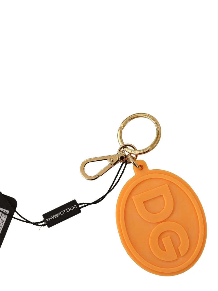 Orange Rubber DG Logo Gold Brass Metal Keychain alternative