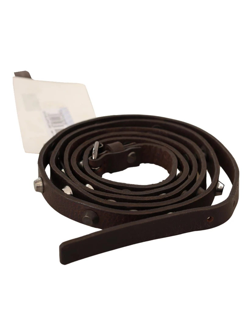 Brown Leather Silver Tone Buckle Belt