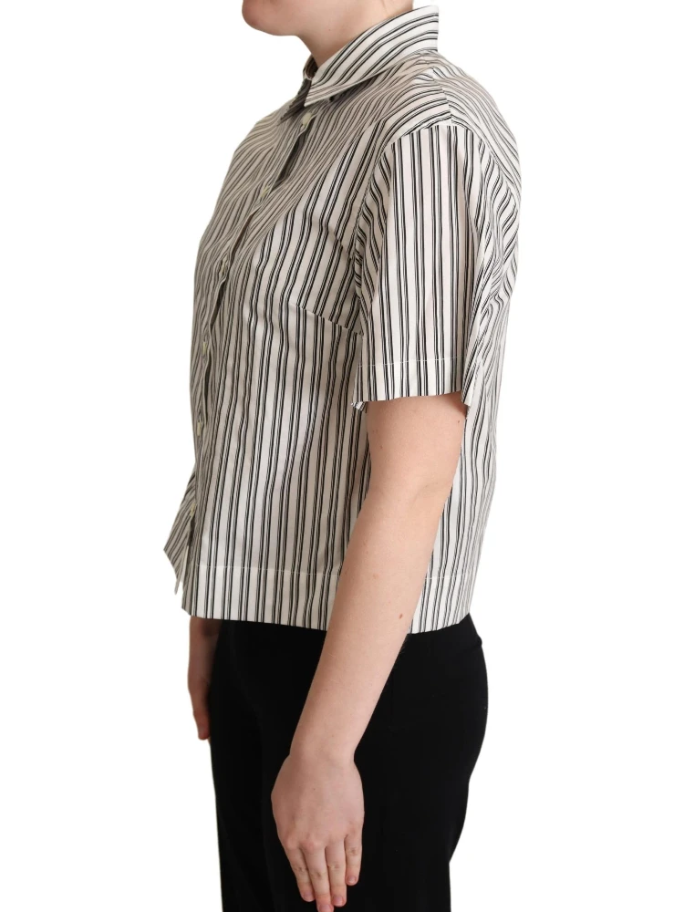 White Black Striped Shirt Blouse Top alternative