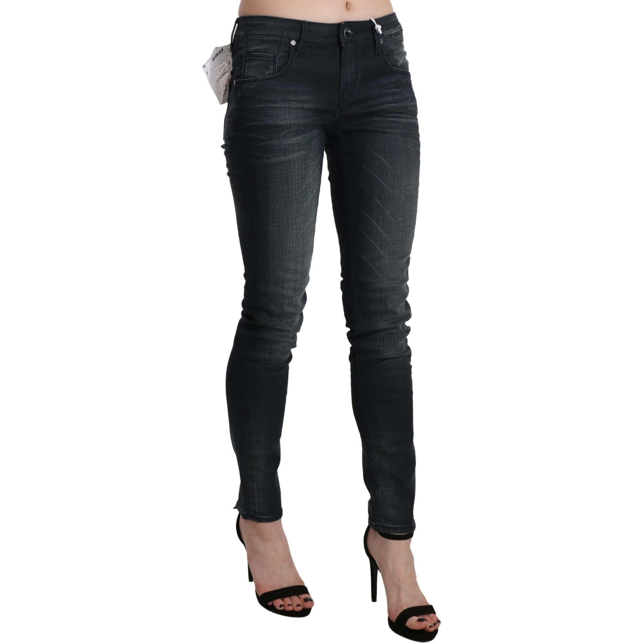 Blue Washed Low Waist Skinny Denim Trouser