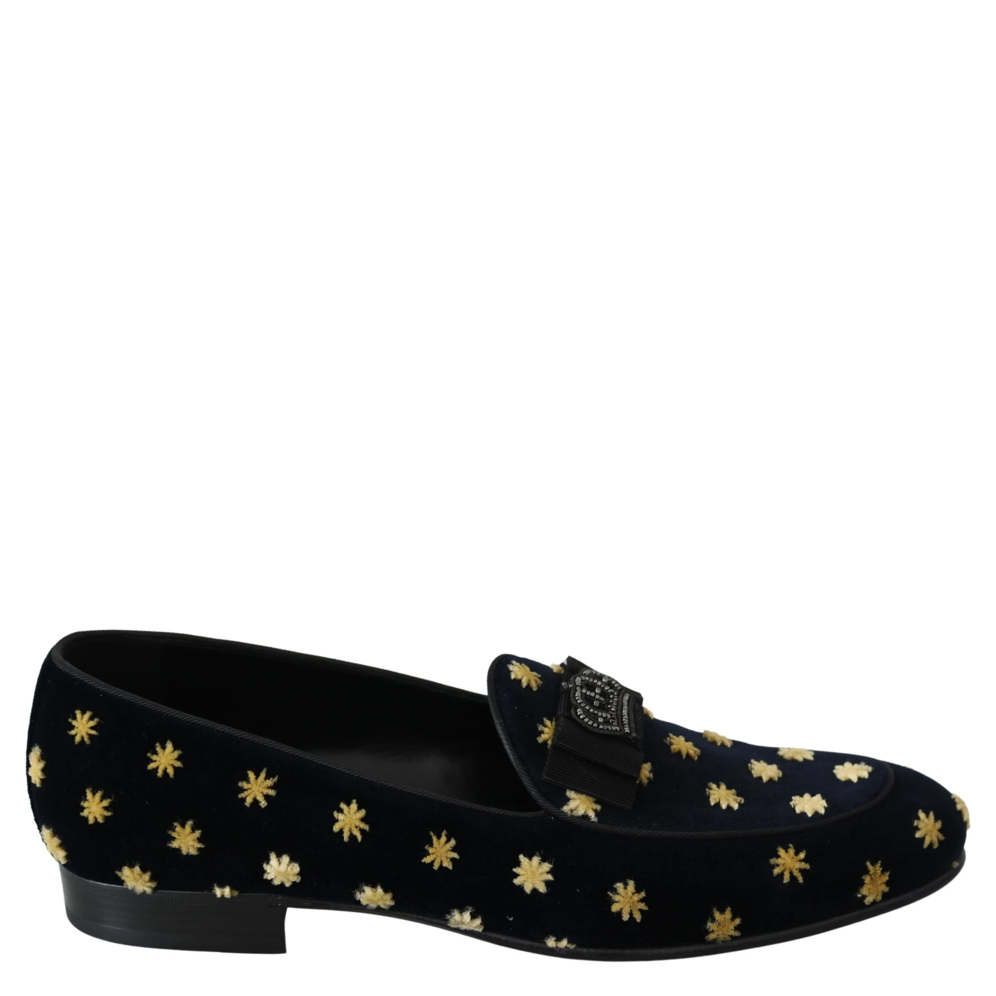 Blue Velvet Crown Slippers Loafers Shoes