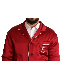 Red Silk Button DG Logo Bomber Jacket
