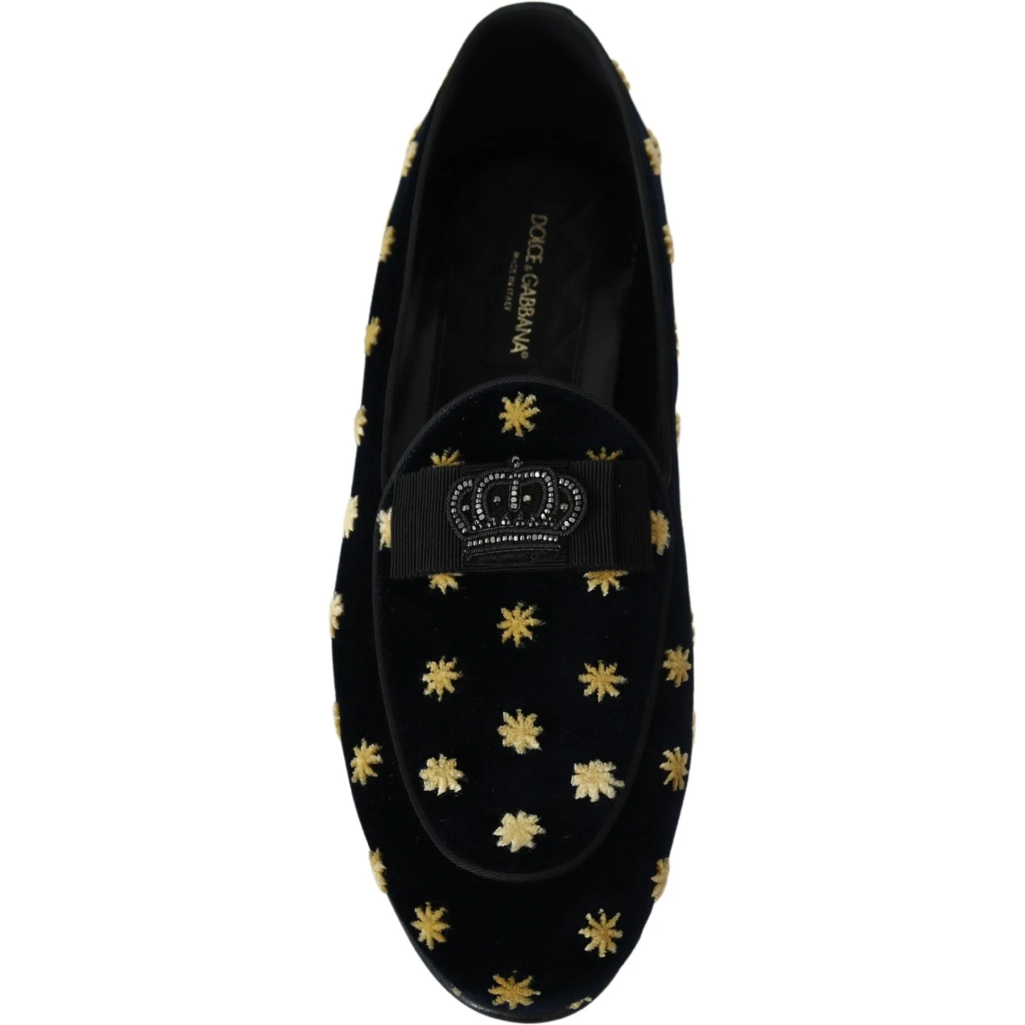 Blue Velvet Crown Slippers Loafers Shoes