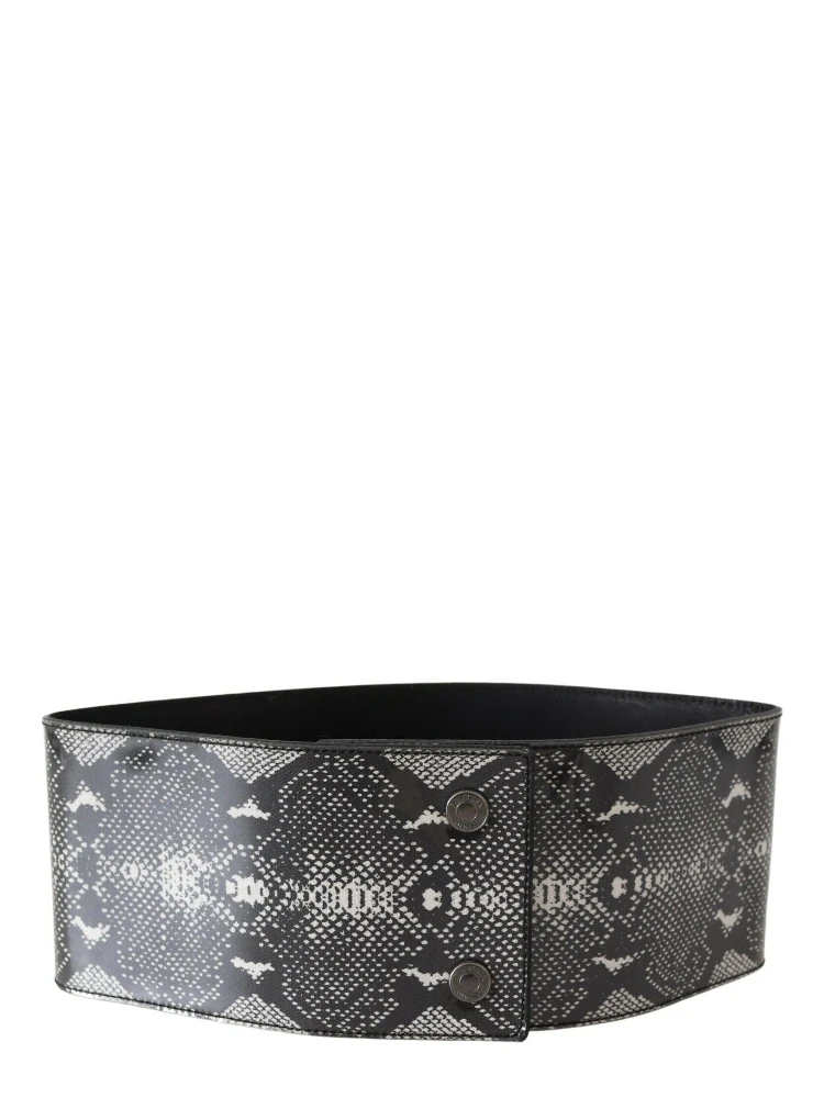 Black Wide Leather Snakeskin Design Waist Belt alternative