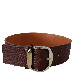 Bordeaux Wide Leather Waist Gold Silver Belt