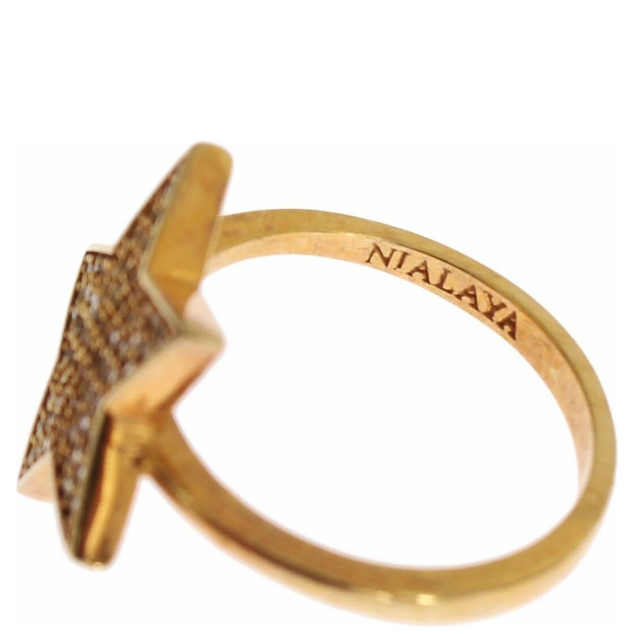 Star Gold 925 Silver Womens Clear Ring