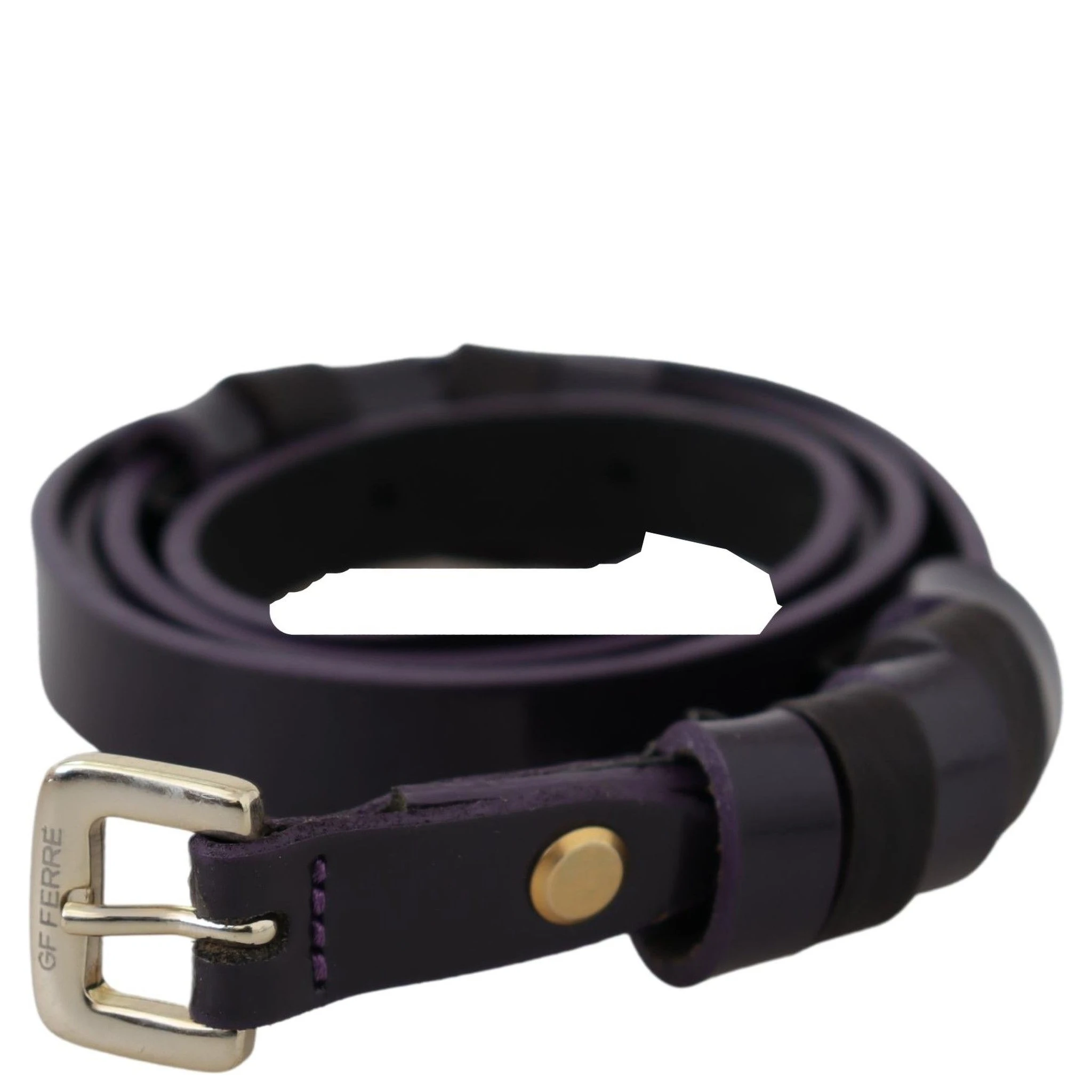 Black Leather Thin Gold Metal Chrome Buckle Belt