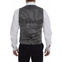 Gray Cotton Stretch Dress Vest Blazer