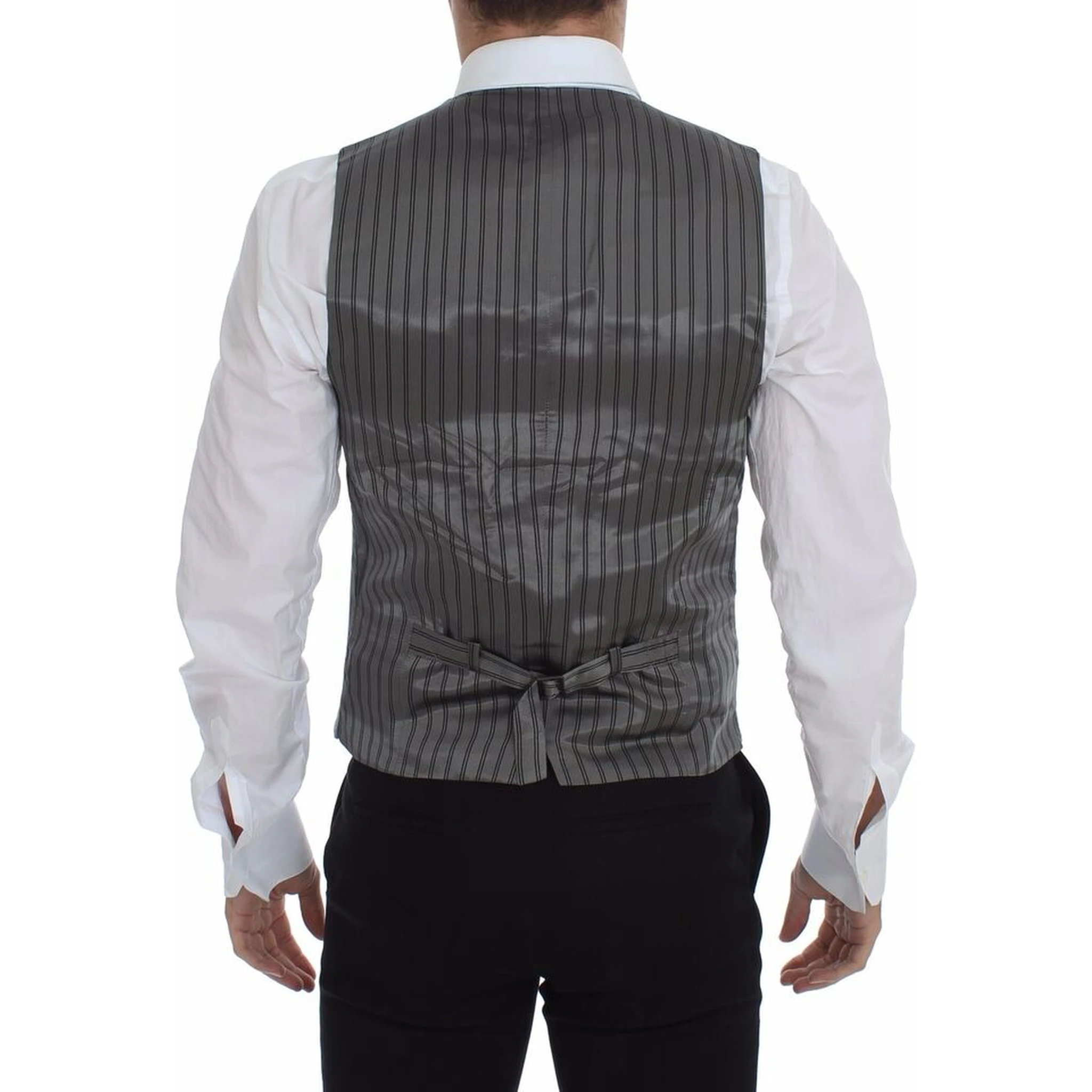 Gray Cotton Stretch Dress Vest Blazer