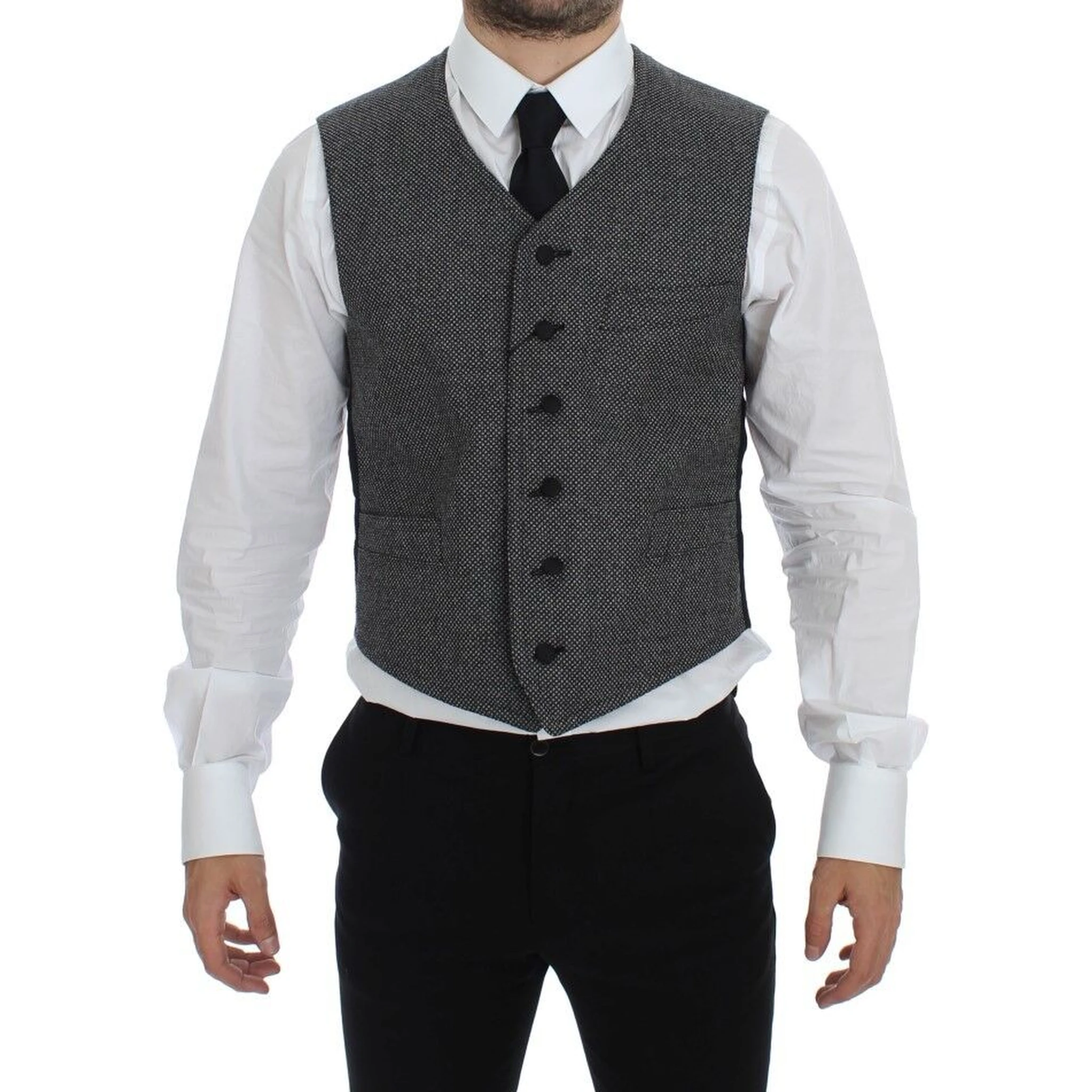 Gray Cotton Blend Logo Vest Gilet Weste