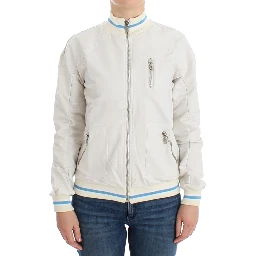 White Mock Zip Cardigan Sweatshirt Sweater