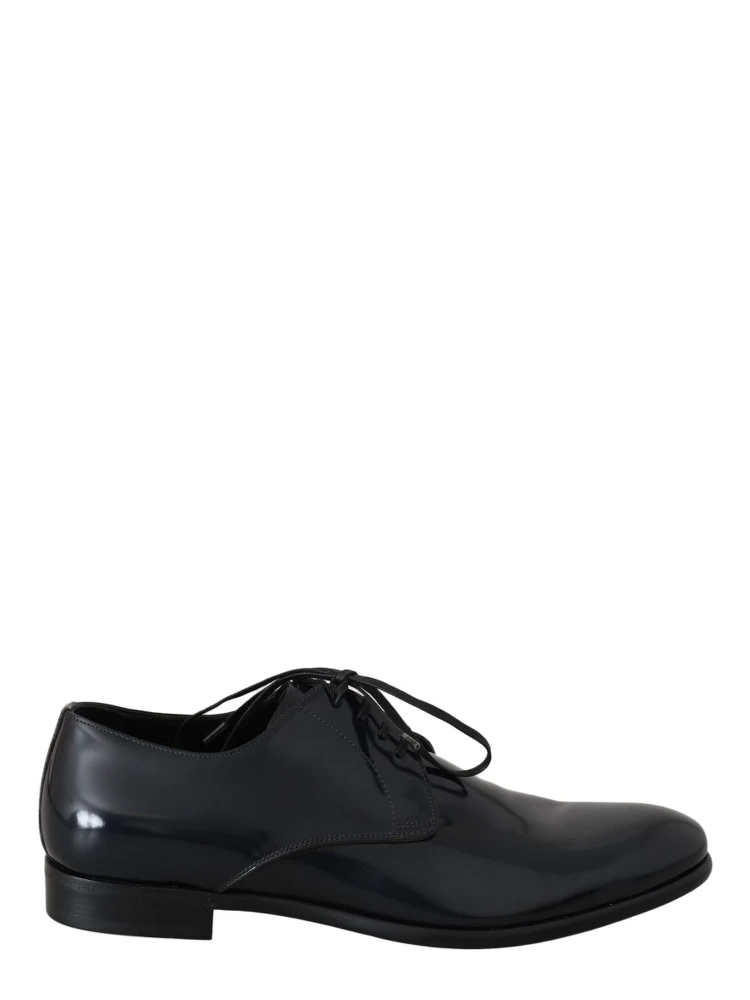 Blue Leather Polished Dress Derby Shoes