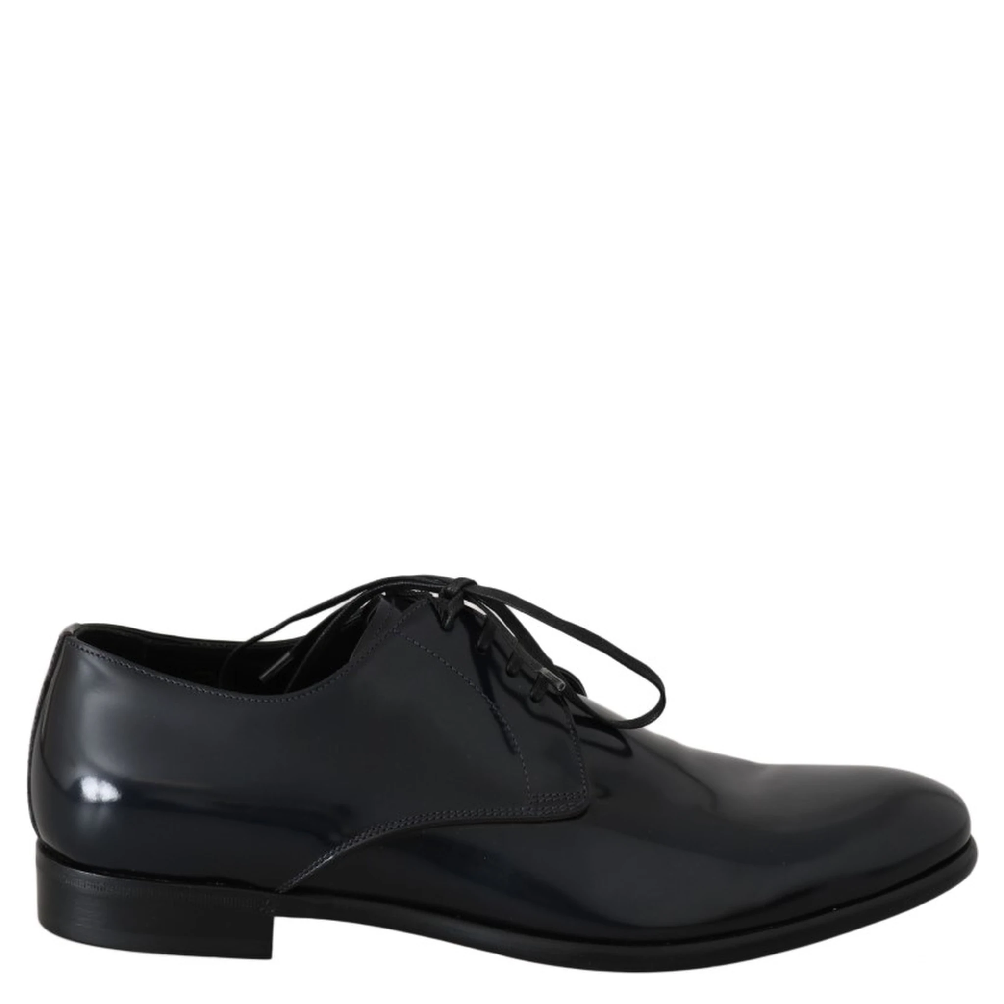 Blue Leather Polished Dress Derby Shoes