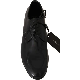 Blue Leather Polished Dress Derby Shoes
