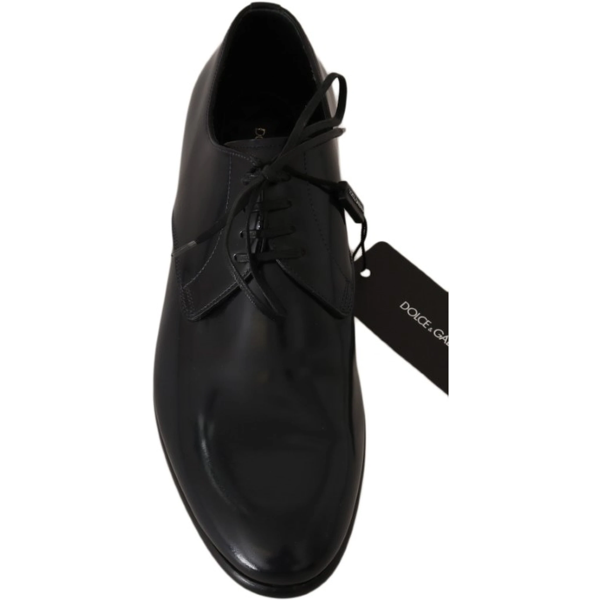 Blue Leather Polished Dress Derby Shoes