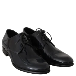 Blue Leather Polished Dress Derby Shoes