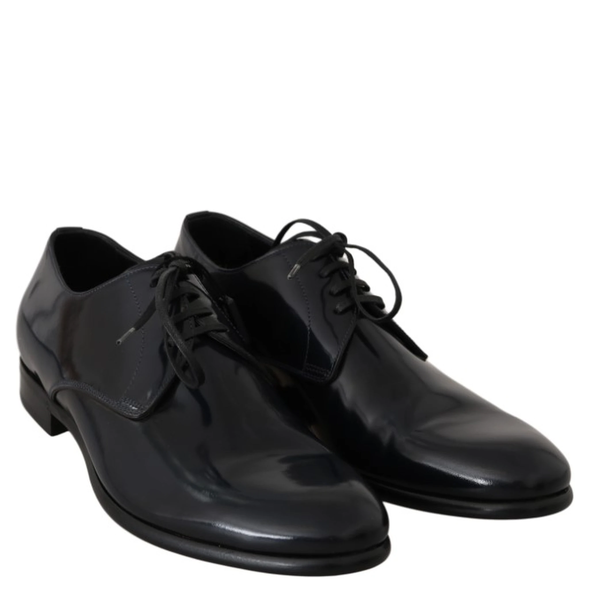 Blue Leather Polished Dress Derby Shoes