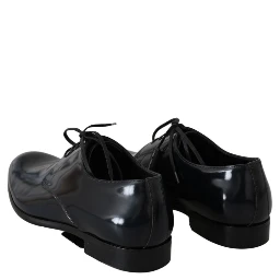 Blue Leather Polished Dress Derby Shoes