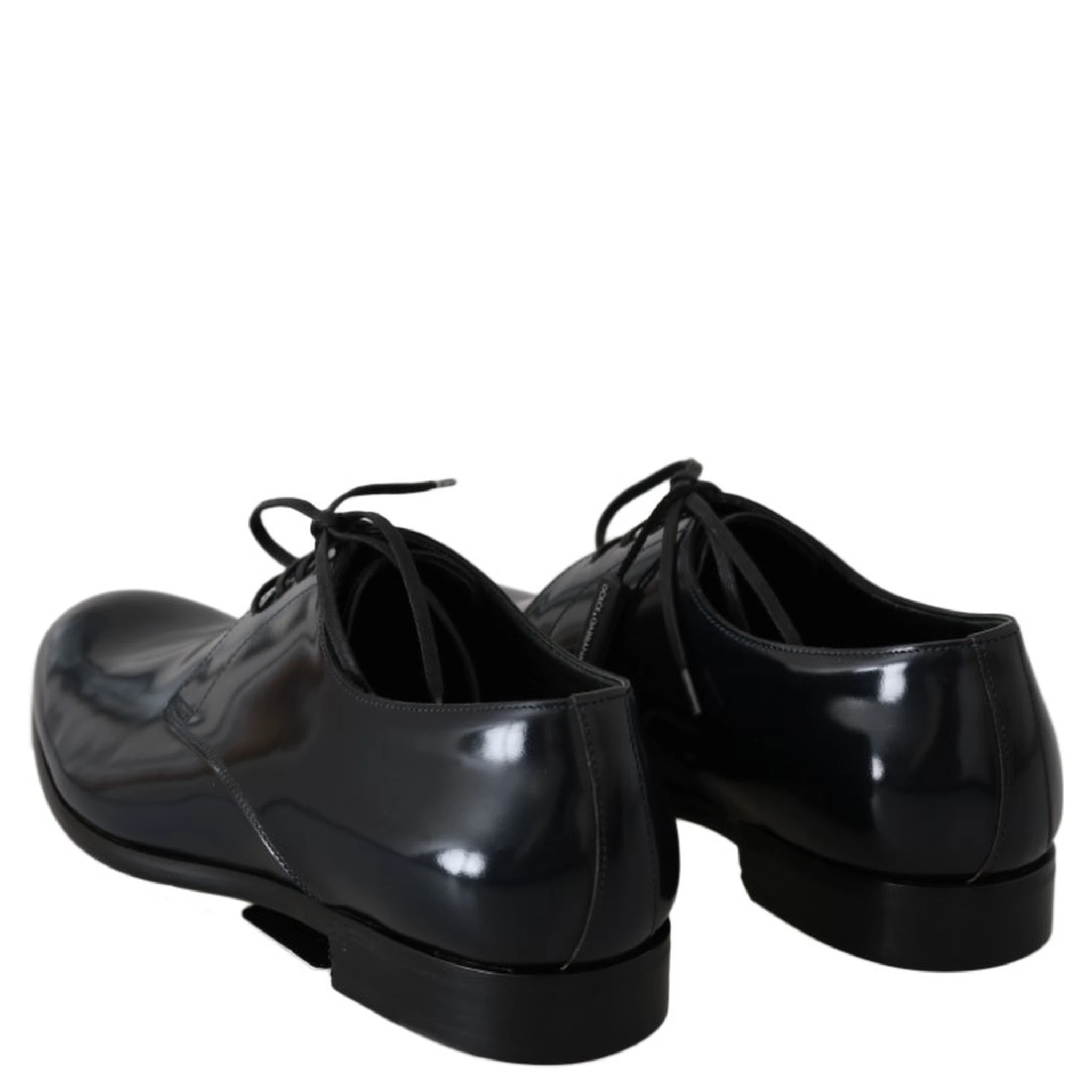 Blue Leather Polished Dress Derby Shoes