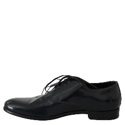 Blue Leather Polished Dress Derby Shoes