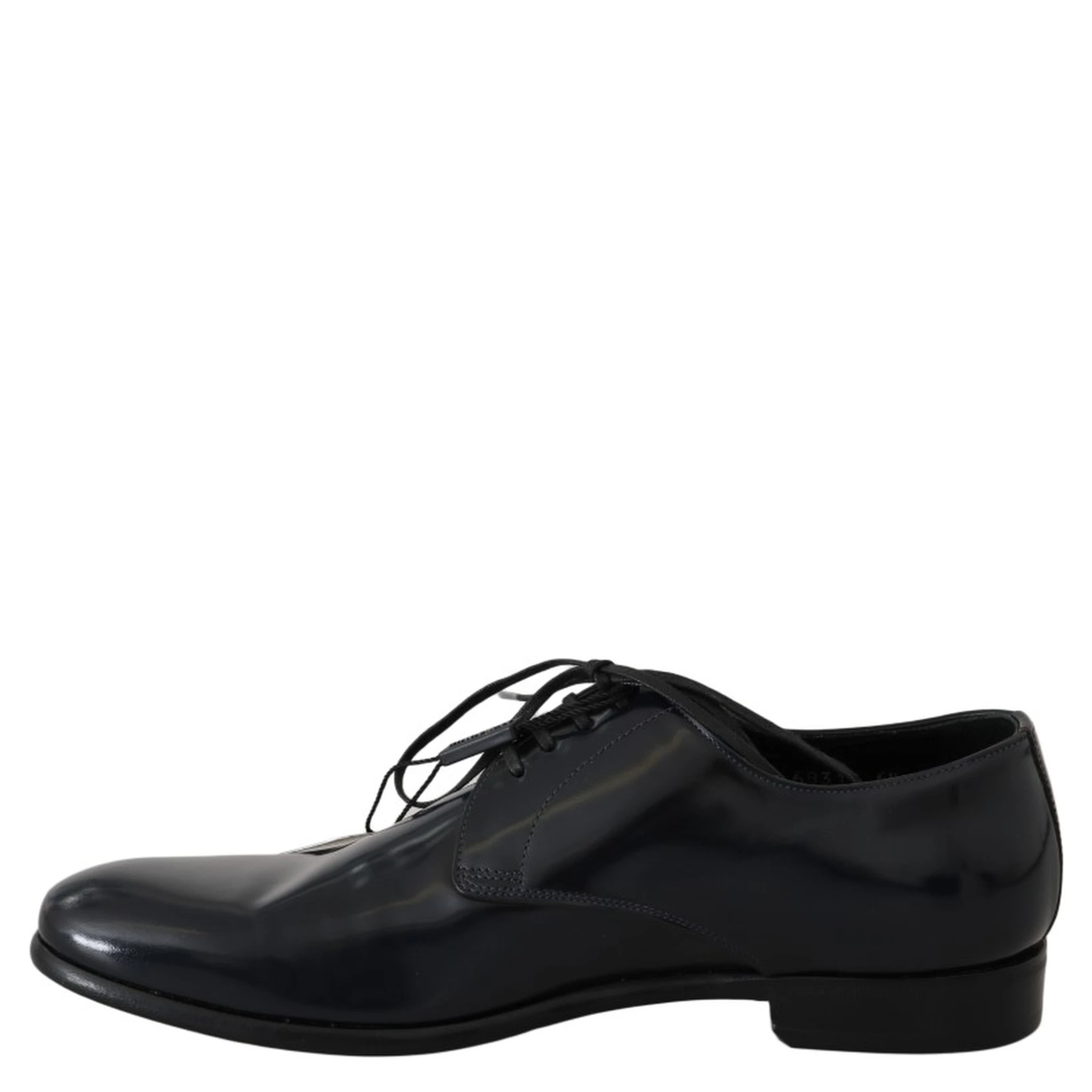 Blue Leather Polished Dress Derby Shoes