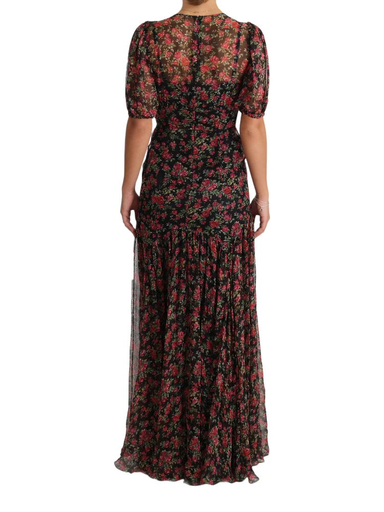 Black Floral Roses A-Line Shift Gown Dress alternative