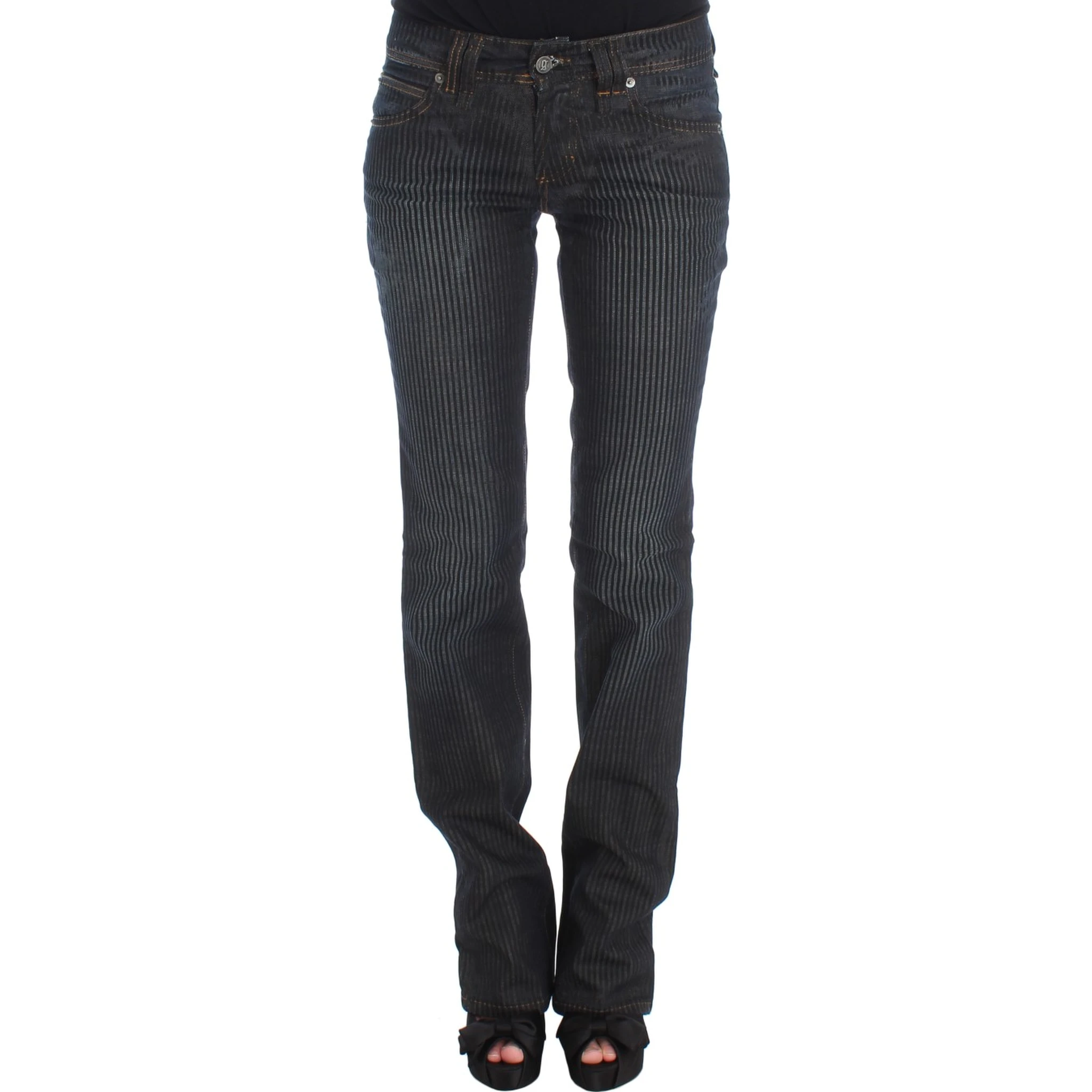 Blue Wash Cotton Blend Slim Fit Bootcut Jeans