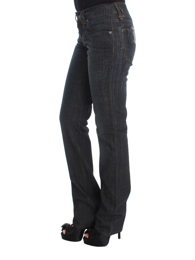 Blue Wash Cotton Blend Slim Fit Bootcut Jeans alternative