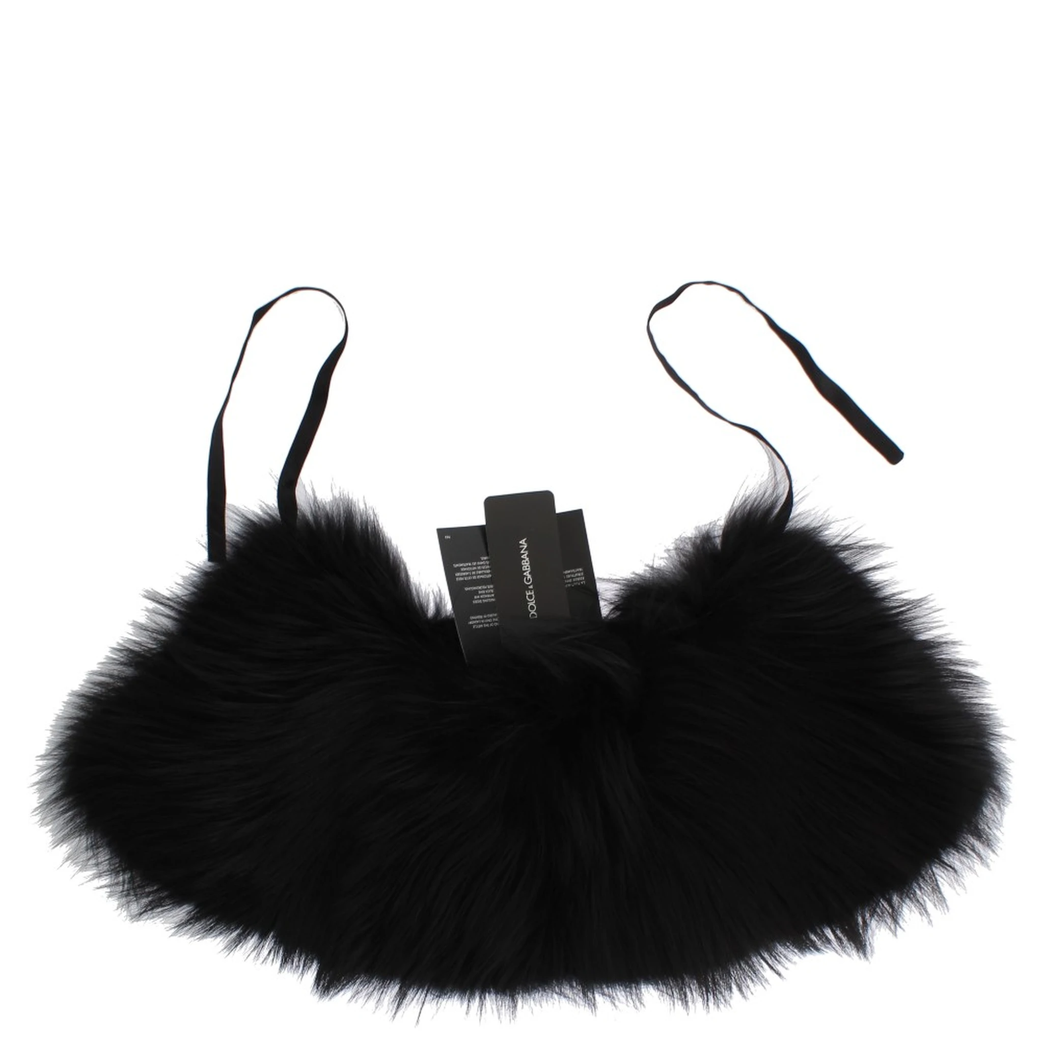Black Fox Fur Collar Scarf