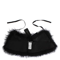 Black Fox Fur Collar Scarf
