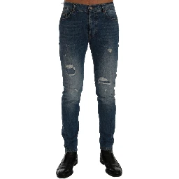 Blue Wash Torn Dunfermile Slim Fit Jeans