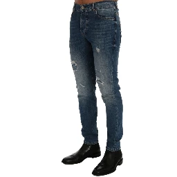 Blue Wash Torn Dunfermile Slim Fit Jeans
