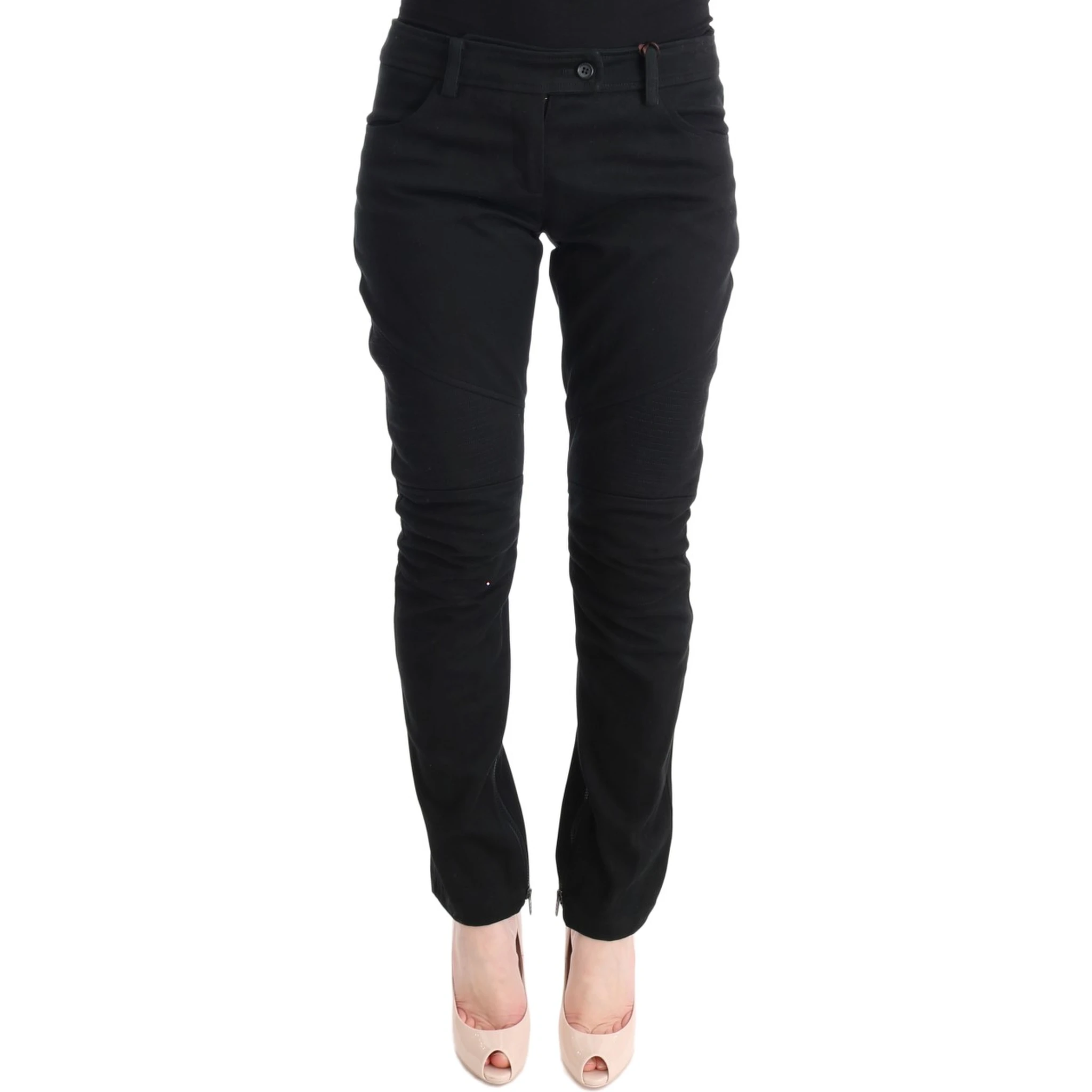 Black Cotton Slim Fit Casual Pants