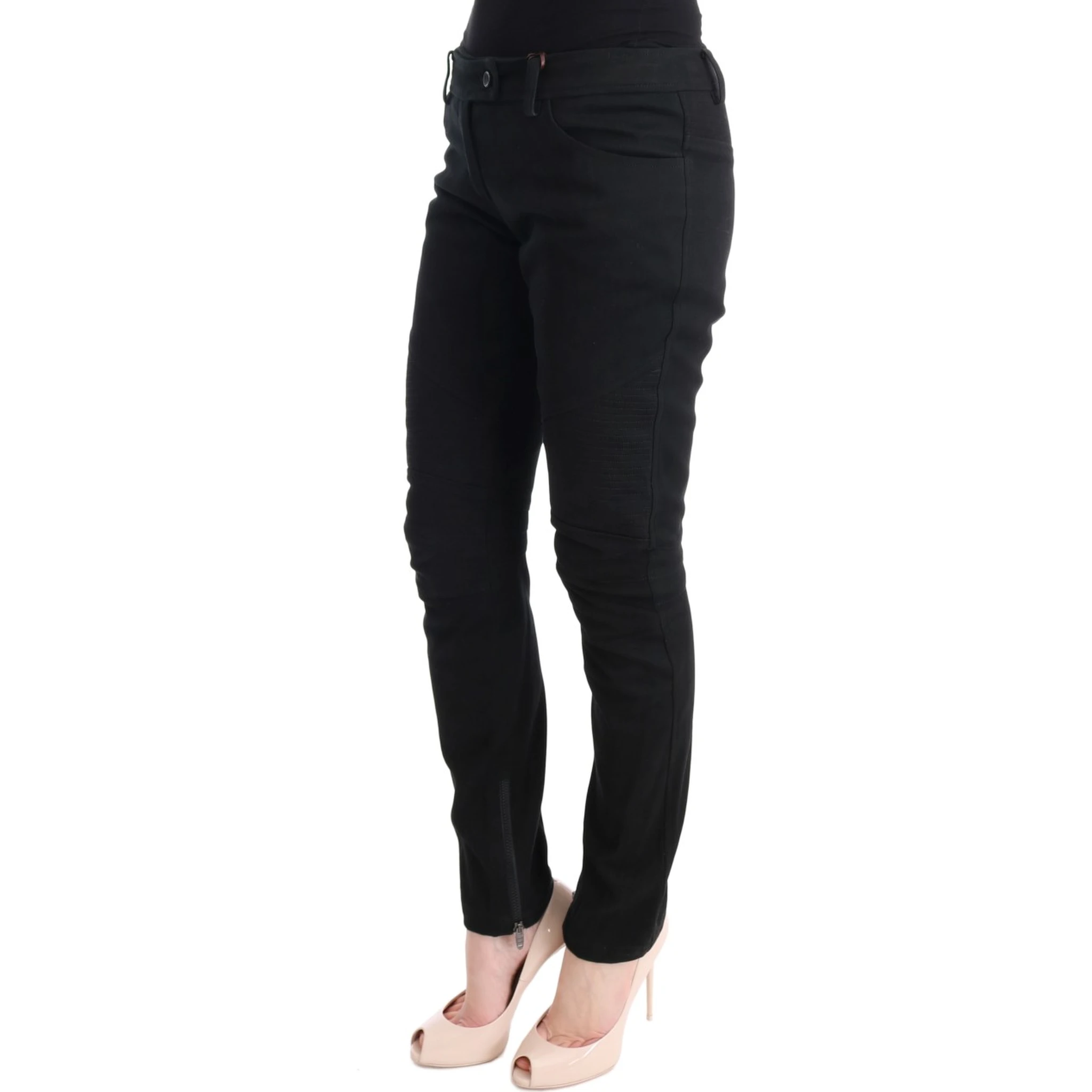 Black Cotton Slim Fit Casual Pants