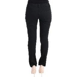 Black Cotton Slim Fit Casual Pants
