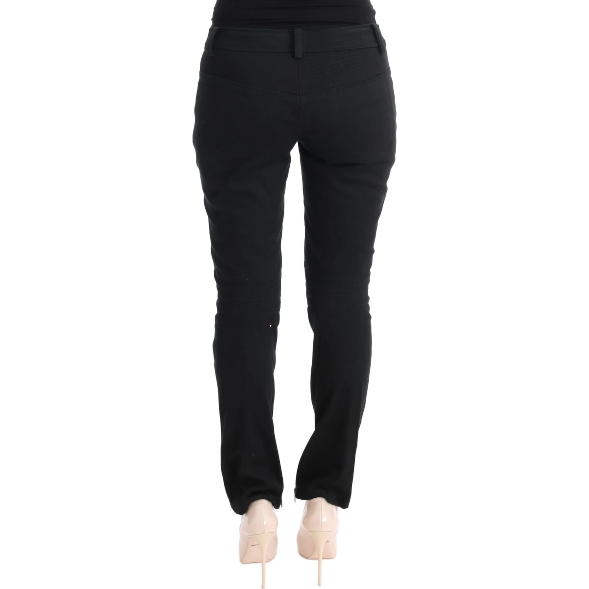 Black Cotton Slim Fit Casual Pants