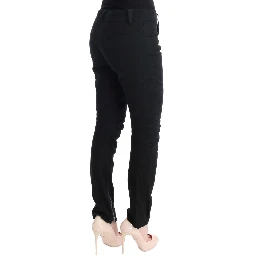 Black Cotton Slim Fit Casual Pants