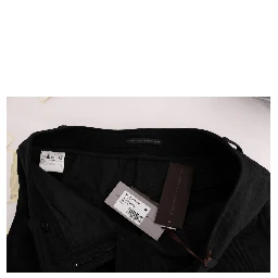 Black Cotton Slim Fit Casual Pants