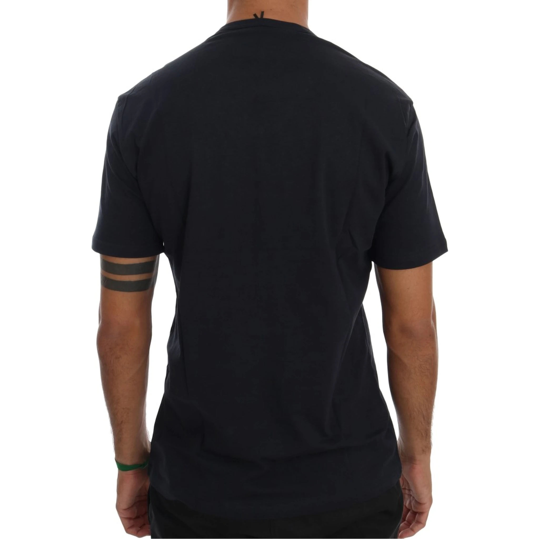 Blue Cotton V-neck T-Shirt