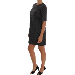 Gray Polka Dotted Wool Stretch Dress