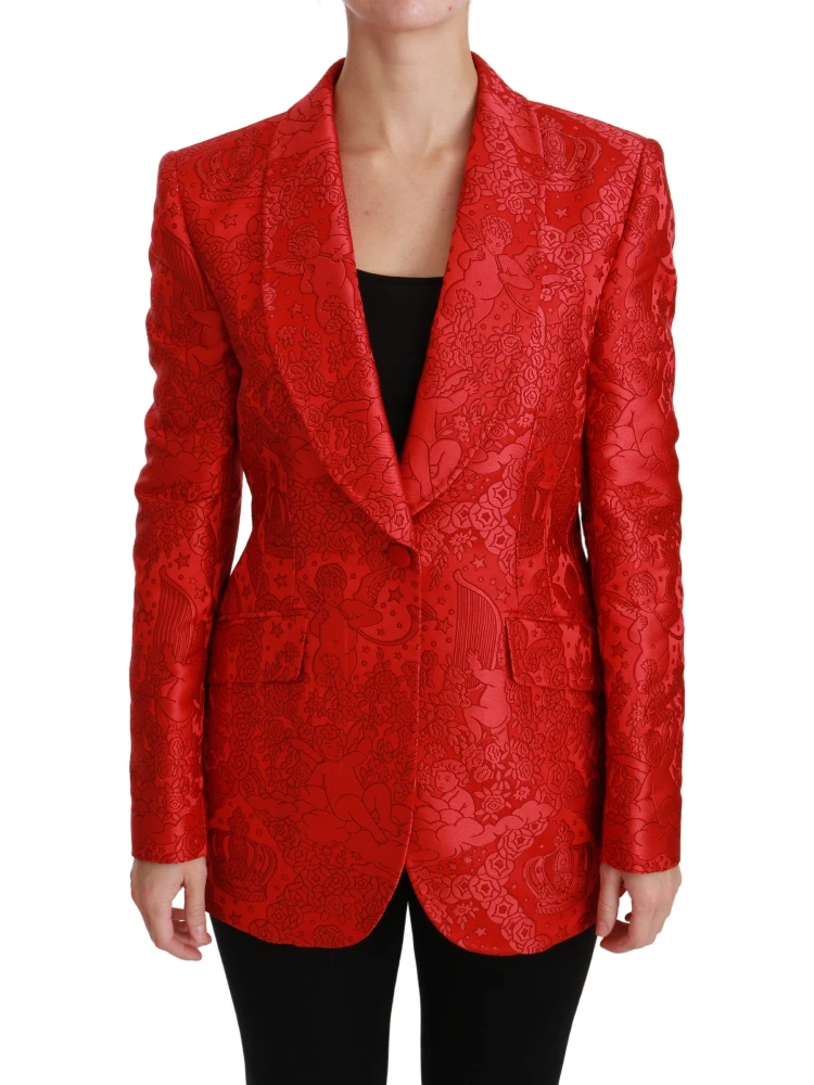 Red Floral Angel Blazer Coat Jacket