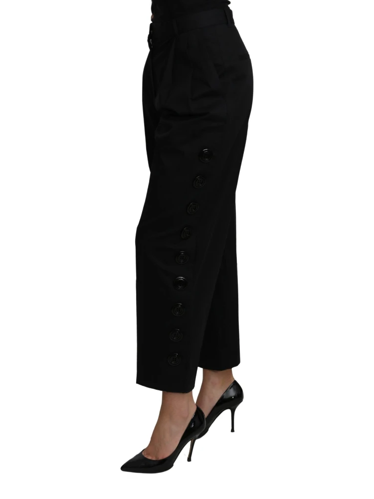 Black High Waist Cropped Cotton Stretch Pants alternative