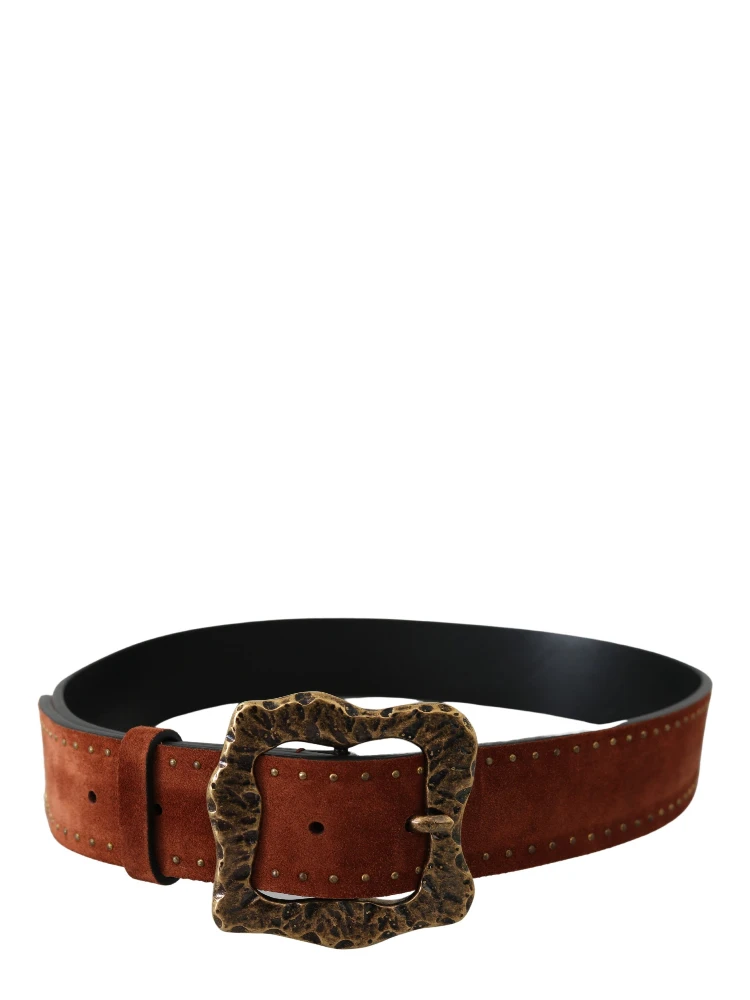 Brown Suede Leather Studded Baroque Belt alternative