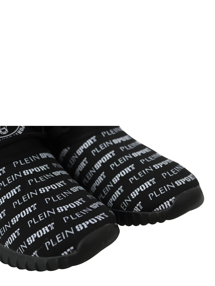 Black Polyester Runner Henry Sneakers Shoes